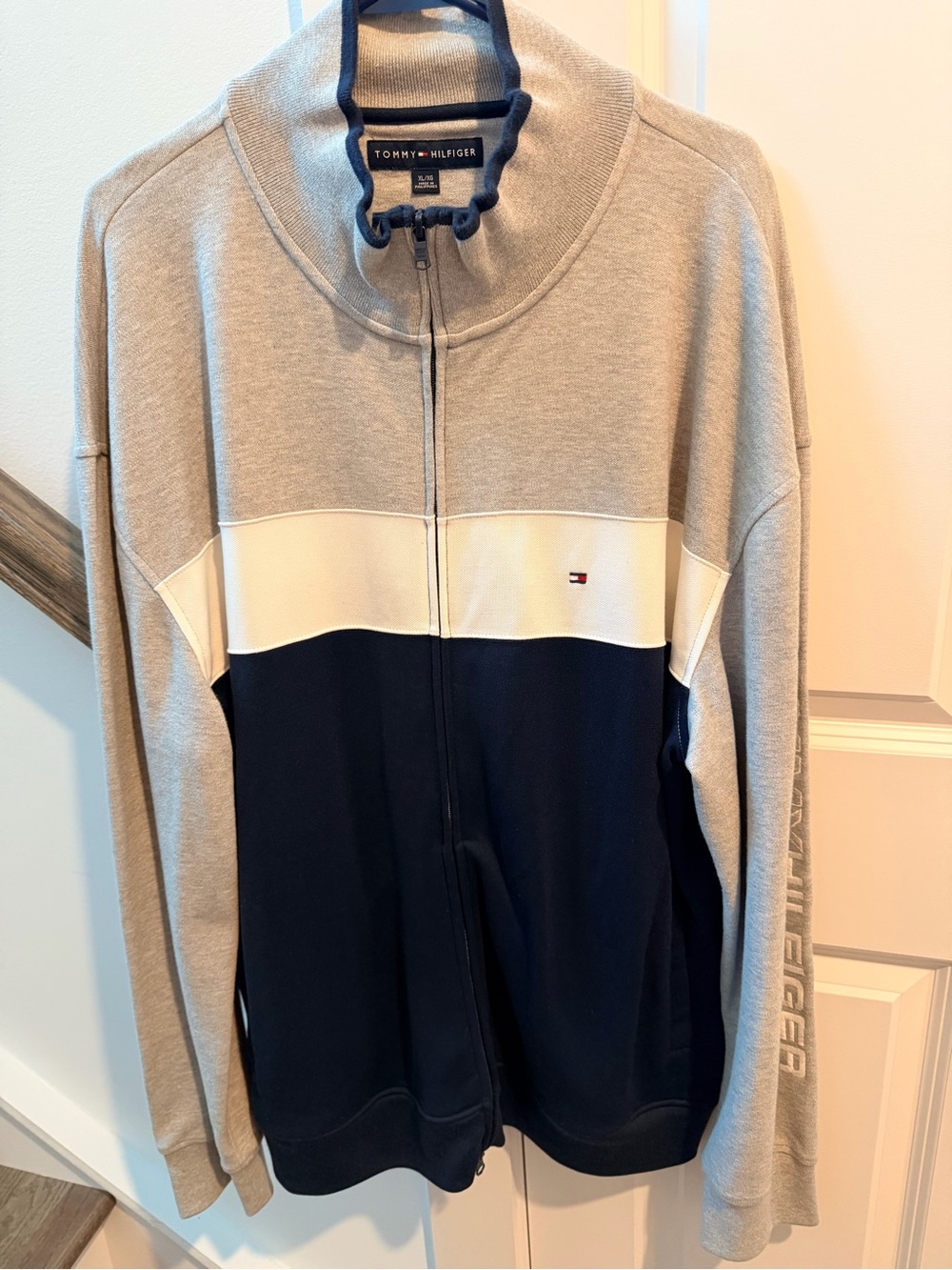 Tommy Hilfiger Gray Navy and White Panel Lightweight Jacket